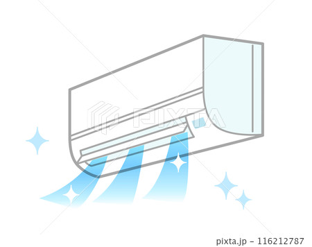 クリーニング後の綺麗な空気のクーラーや冷房をイメージしたイラスト 116212787