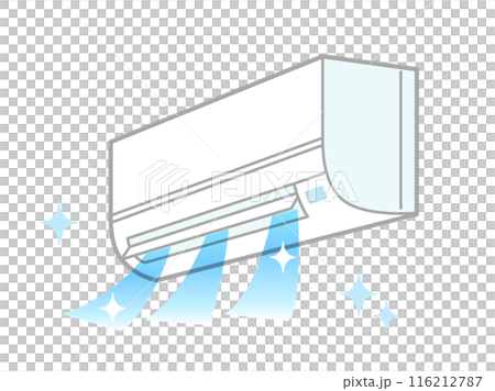 Illustration of a cooler or air conditioner with clean air after cleaning Illustration of a cooler or air conditioner with clean air after cleaning 116212787