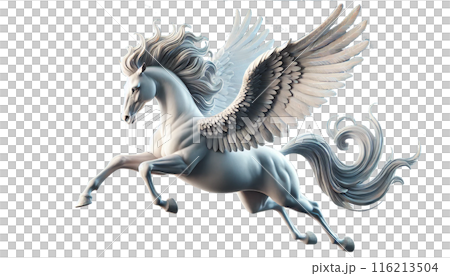 Pegasus soaring through the sky 116213504