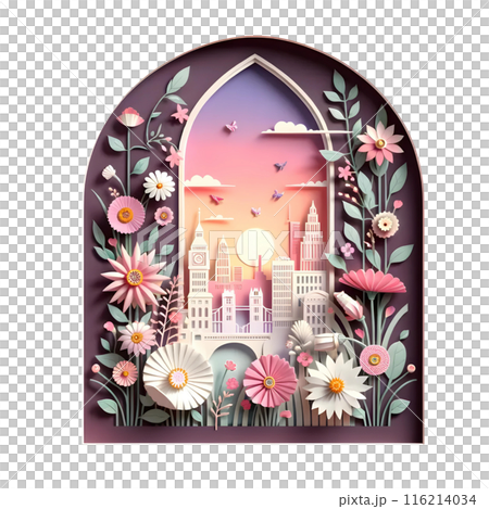 3d London city view with paper art  116214034