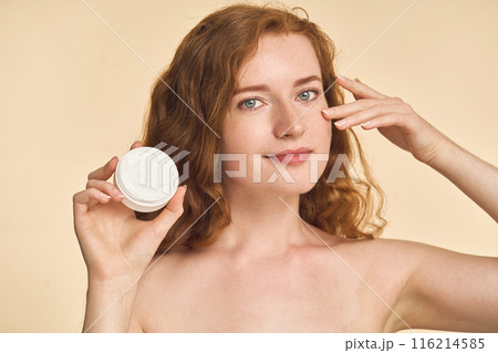 Woman Applying Skin Cream Skincare Beauty Concept Woman Applying Skin Cream Skincare Beauty Concept 116214585