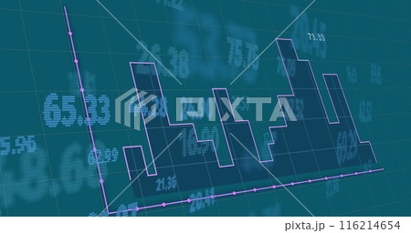 Image of financial data processing over blue background 116214654