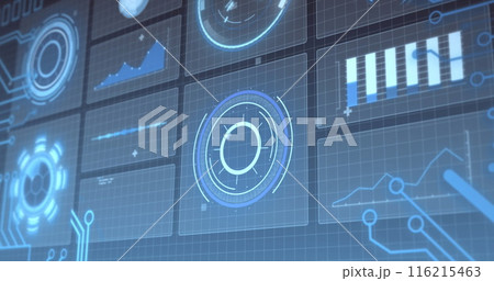 Image of hud screens with multiple graphs over grid pattern 116215463