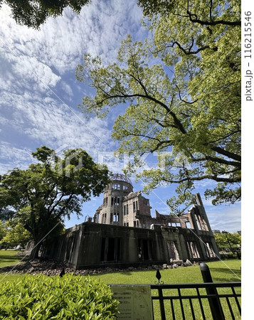 原爆ドームと青空と新緑が美しい 116215546