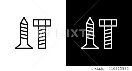 シンプルなネジとボルトとナットのラインアイコン 116215586
