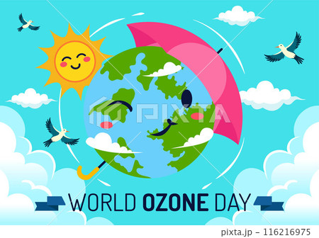 World Ozone Day Vector Illustration on September 16 To Raise Public Awareness About Of The Earth Layer And Protecting Environment in Flat Background 116216975