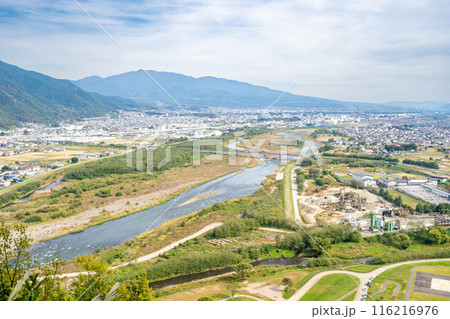 千曲公園 上田盆地から千曲川の雄大な流れと市街地が見渡せる天然の