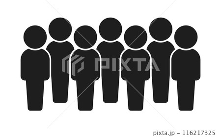 立っている7人の人物のアイコン・ピクトグラム - シンプルな7人組や複数人のグループのイメージ素材 立っている7人の人物のアイコン・ピクトグラム - シンプルな7人組や複数人のグループのイメージ素材 116217325