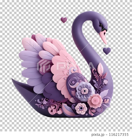3D purple swan 116217355