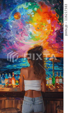 Neon illustration of dancers in a nightclub 116217383