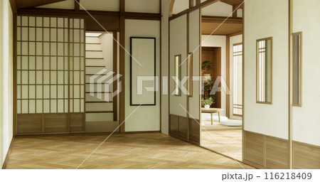 Muji Empty room Clean minimalist room interior, 3D rendering Muji Empty room Clean minimalist room interior, 3D rendering 116218409