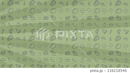 Image of illustration with rows of icons over green spinning stripes 116218540