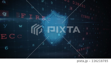 Image of cyber attack warning over online security shield Image of cyber attack warning over online security shield 116218785