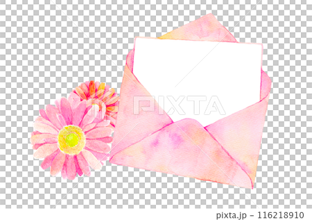 水彩插圖粉紅色字母和花朵 水彩插圖粉紅色字母和花朵 116218910