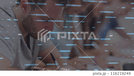 Image of data processing over diverse students writing 116219249