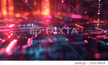 A computer chip with a red background 116219644