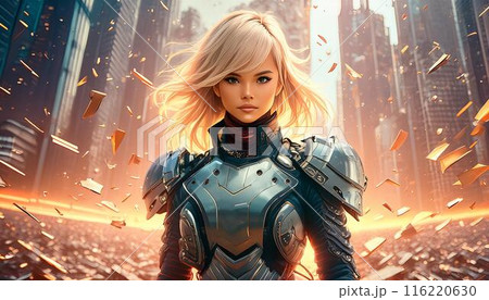 武装した正義を愛するパワフル美少女ヒーロー 116220630