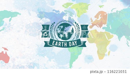 Image of earth day text over world map Image of earth day text over world map 116221031