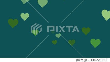 Image of earth day text over globe and hearts 116221058