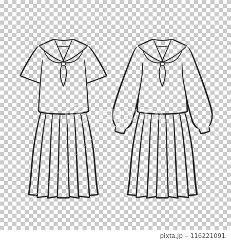 校服(水手服/夏季制服)插圖(畫線) 校服(水手服/夏季制服)插圖(畫線) 116221091