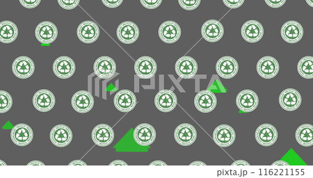 Image of recycling icons over green house icons 116221155