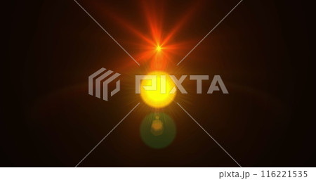 Image of yellow light and red star moving on black background 116221535