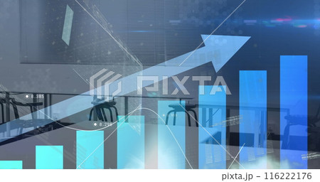Image of statistical data processing against empty office background Image of statistical data processing against empty office background 116222176
