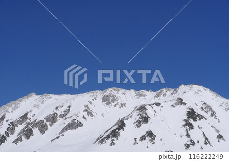 5月上旬の立山黒部アルペンルート　立山室堂平から立山本峰の眺め 116222249