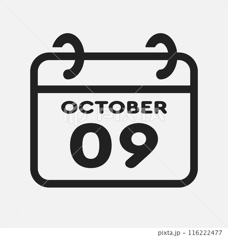Icon page calendar day - 9 October Icon page calendar day - 9 October 116222477