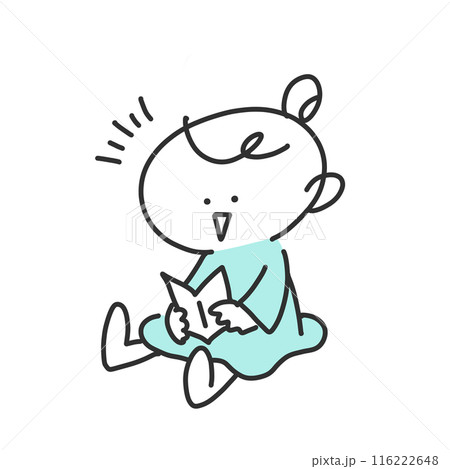 笑顔で本を読む可愛い女の子 面白い シンプルな線画イラスト 笑顔で本を読む可愛い女の子 面白い シンプルな線画イラスト 116222648