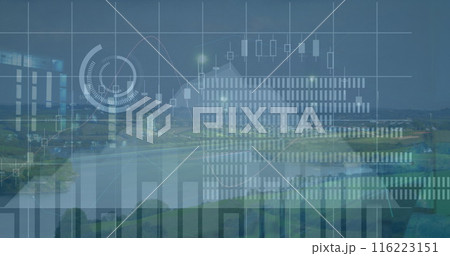 Image of financial data and graphs over road traffic, copy space Image of financial data and graphs over road traffic, copy space 116223151
