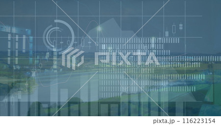 Image of financial data and graphs over road traffic, copy space Image of financial data and graphs over road traffic, copy space 116223154