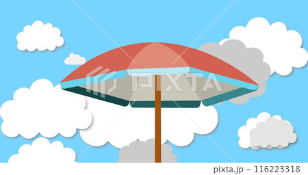 Image of umbrella over sky with moving clouds 116223318