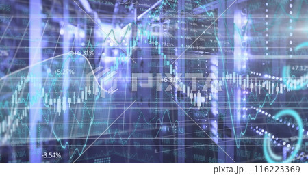 Image of financial graphs over servers Image of financial graphs over servers 116223369