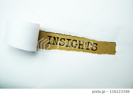 Insights message written on craft paper with torn paper background 116223386