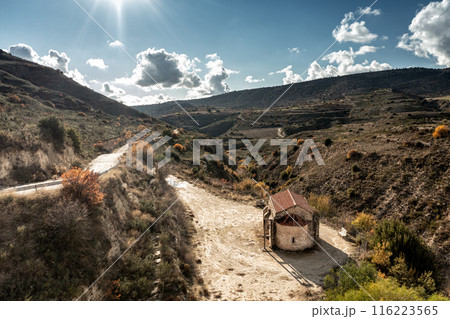 Saint Elisabeth's church standing on a hill. Agios Amvrosios village. Limassol district, Cyprus 116223565