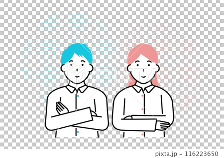 白シャツのペアルックを着た若いカップル 白シャツのペアルックを着た若いカップル 116223650