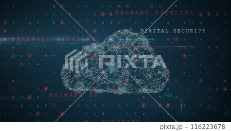 A digital cloud with interconnected nodes and lines represents network A digital cloud with interconnected nodes and lines represents network 116223678