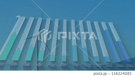 Graph showing monthly data with wind turbine in background 116224085