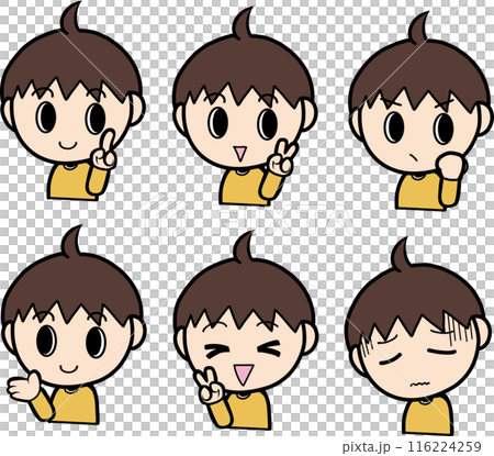 Boys with various facial expressions 116224259