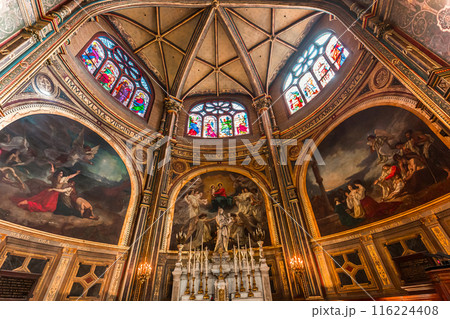 interiors of Saint Eustache church, Paris, France interiors of Saint Eustache church, Paris, France 116224408