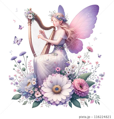 3d fairy playing harp 3d fairy playing harp 116224821
