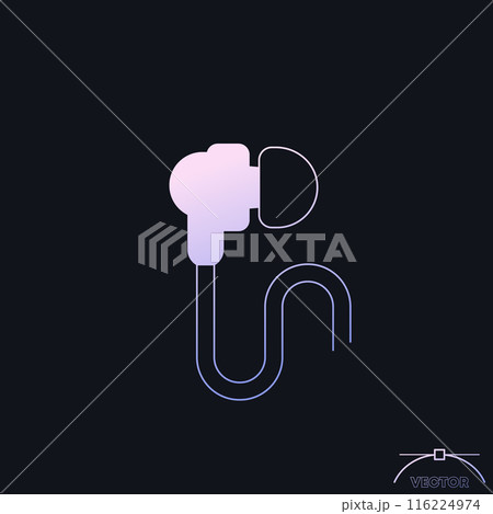 earbud headphones icon with a gradient 116224974