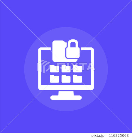 locked folder vector icon with a computer 116225068