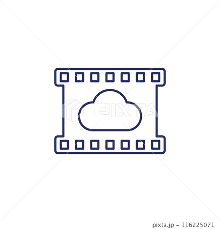 video in cloud line icon with film strip video in cloud line icon with film strip 116225071