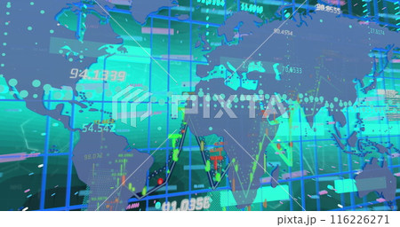 Image of statistics and data processing with world map 116226271