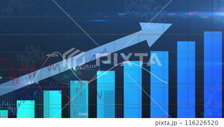 Image of statistical data processing against blue background 116226520