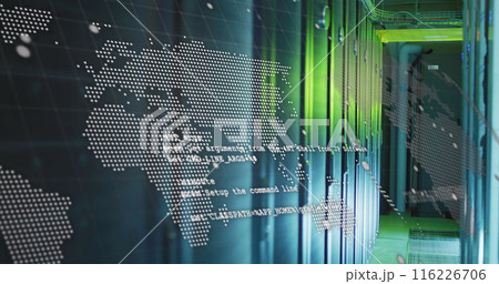 Data processing with a world map over a transparent background 116226706