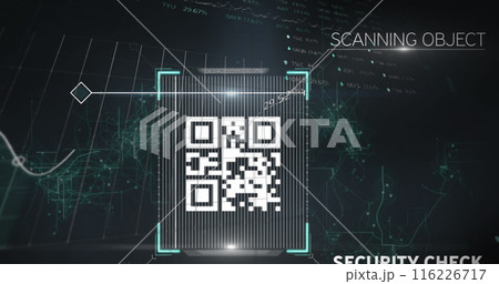 Image of qr code and connections on black background Image of qr code and connections on black background 116226717