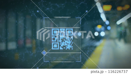Image of qr code and connections over train platform Image of qr code and connections over train platform 116226737